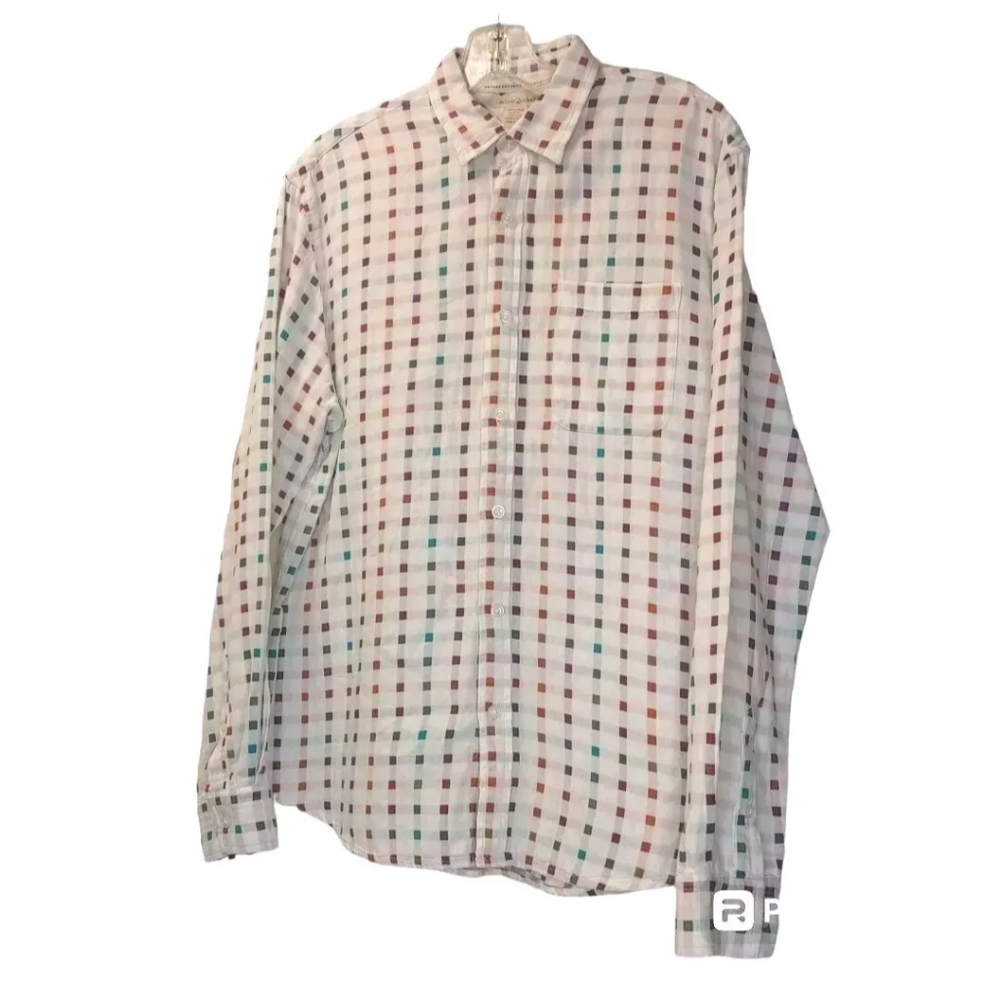Carbon 2 Cobalt Flannel Shirt Men Med Preppy White Rainbow Checkerboard Skater